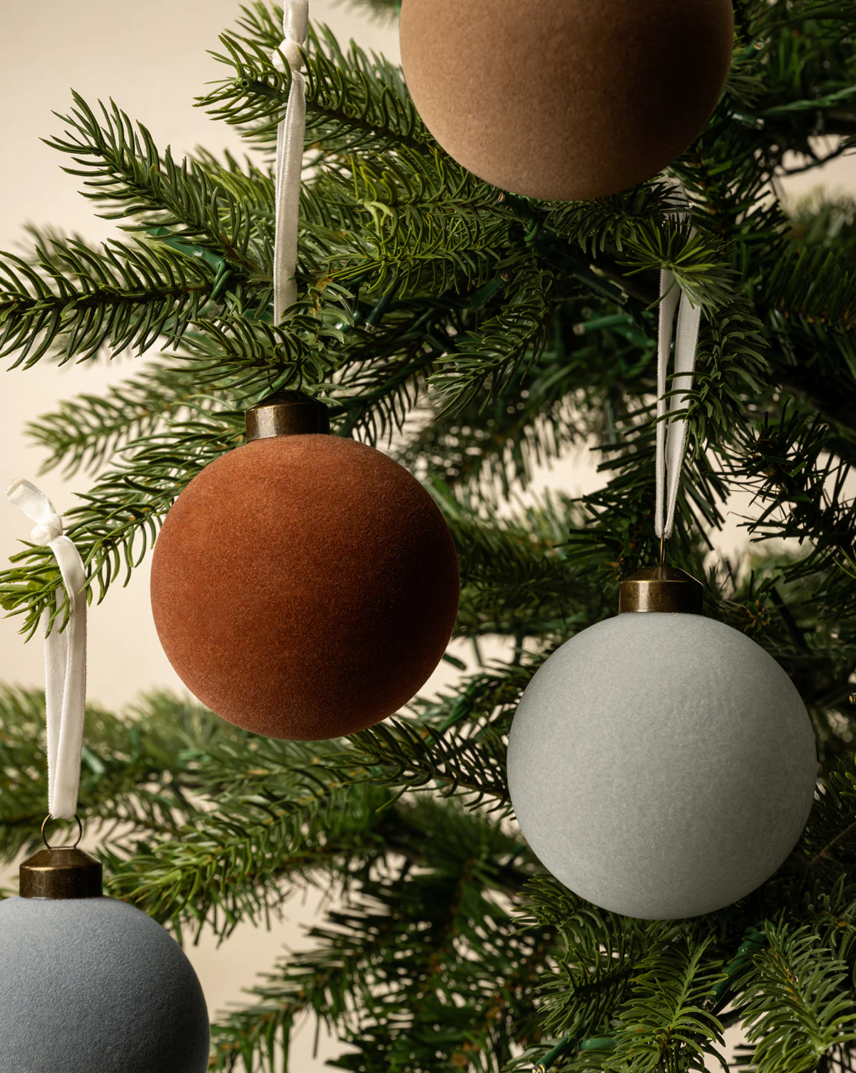 3" Assorted Flocked Baubles (Set of 4) - Image 2