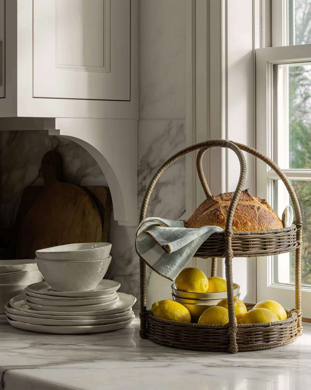 Aneesa Two-Tiered Wicker Tray - Image 2