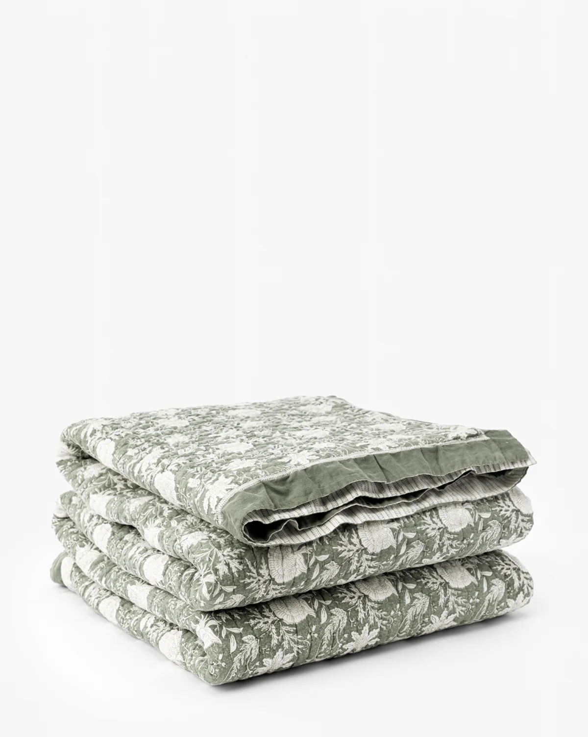 Audrey Sage Block Print Quilt - Image 2