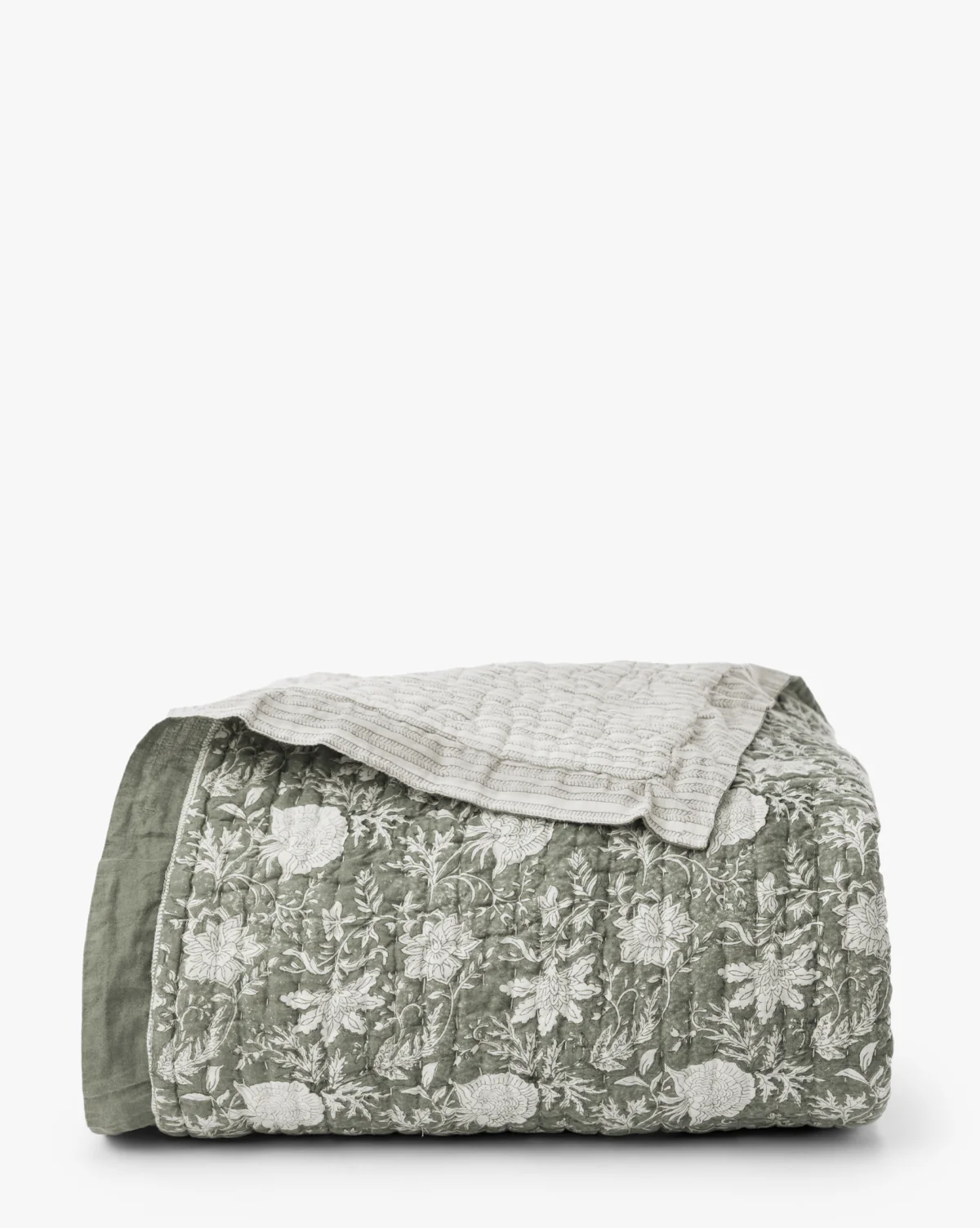 Audrey Sage Block Print Quilt - Image 3