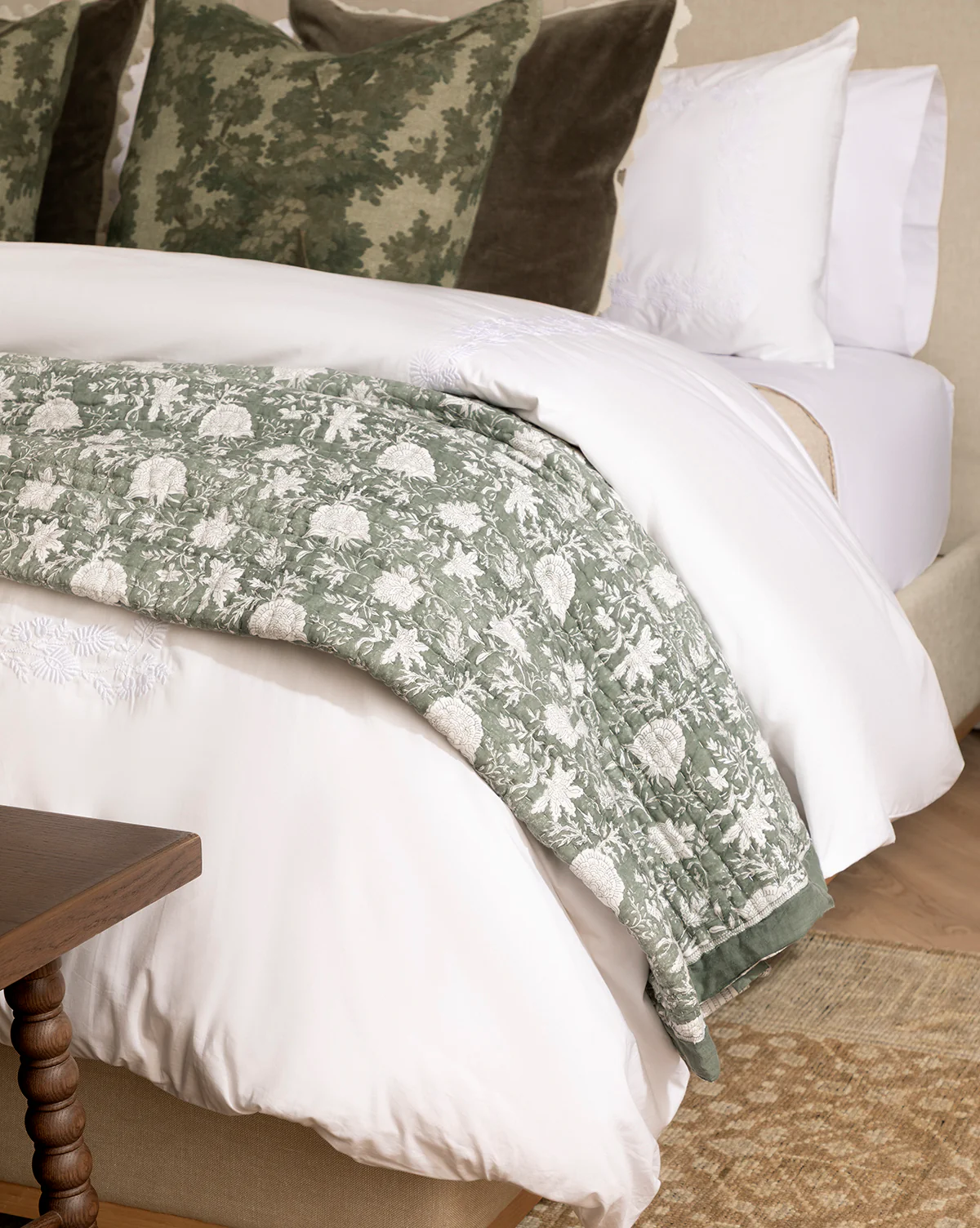 Audrey Sage Block Print Quilt - Image 4