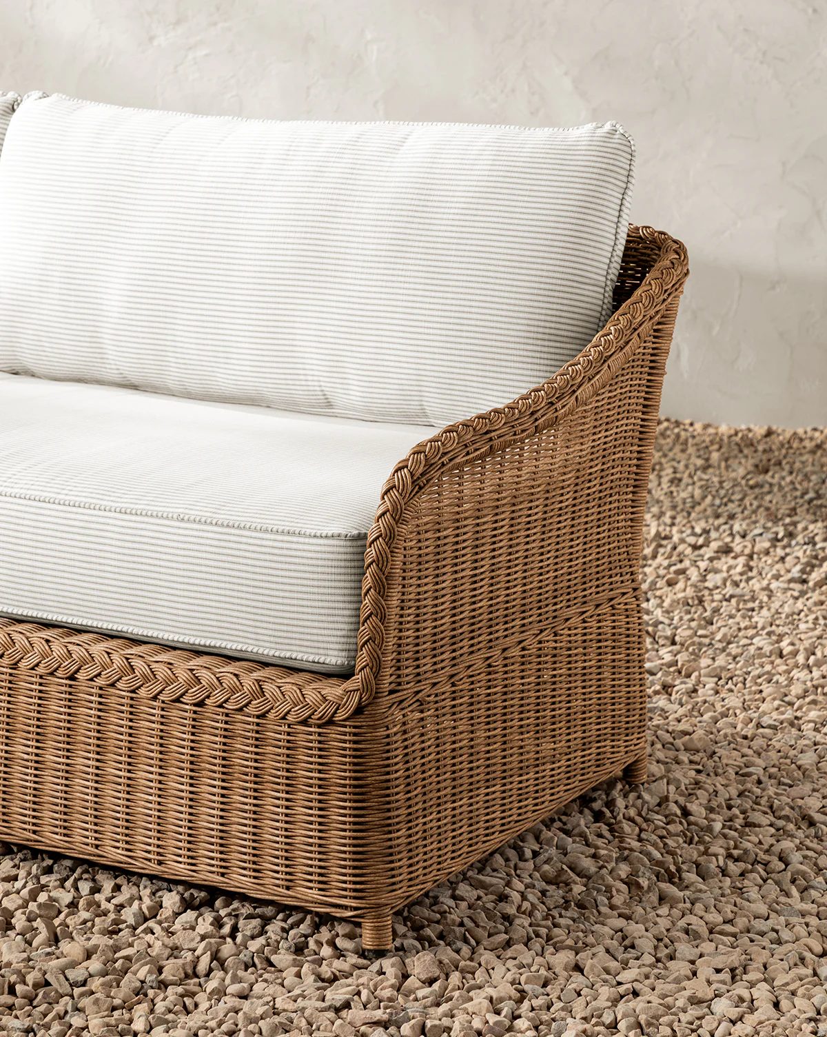 Haviland Outdoor Sofa with Perennials Taupe Stripe 88" - Image 3