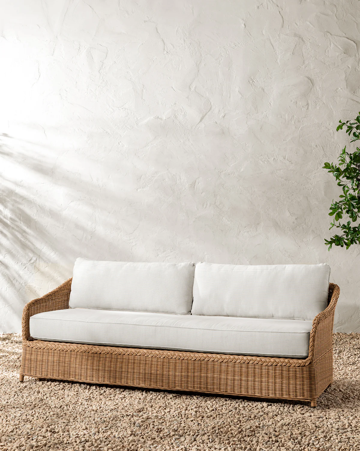 Haviland Outdoor Sofa with Perennials Taupe Stripe 88" - Image 4