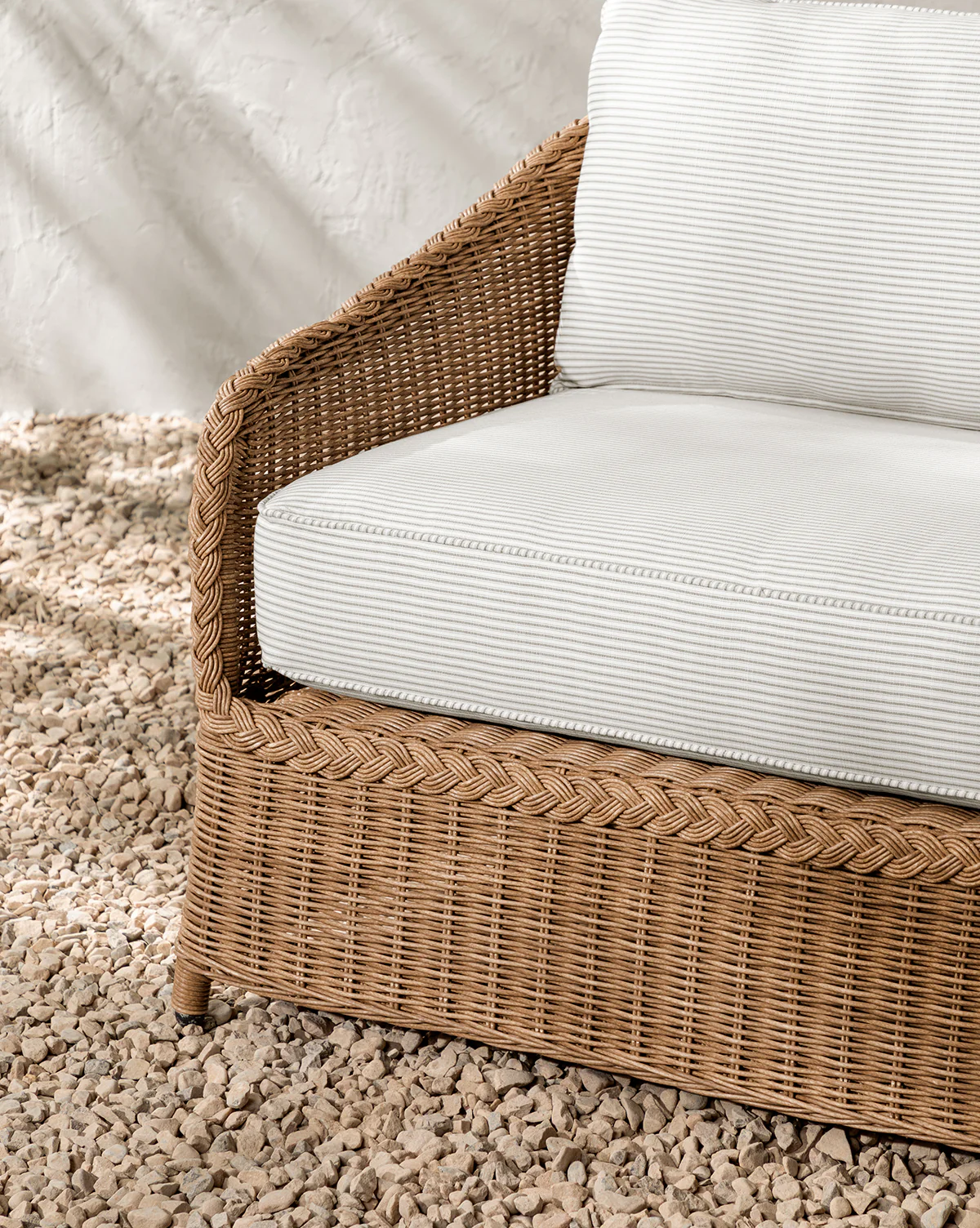 Haviland Outdoor Sofa with Perennials Taupe Stripe 88" - Image 5