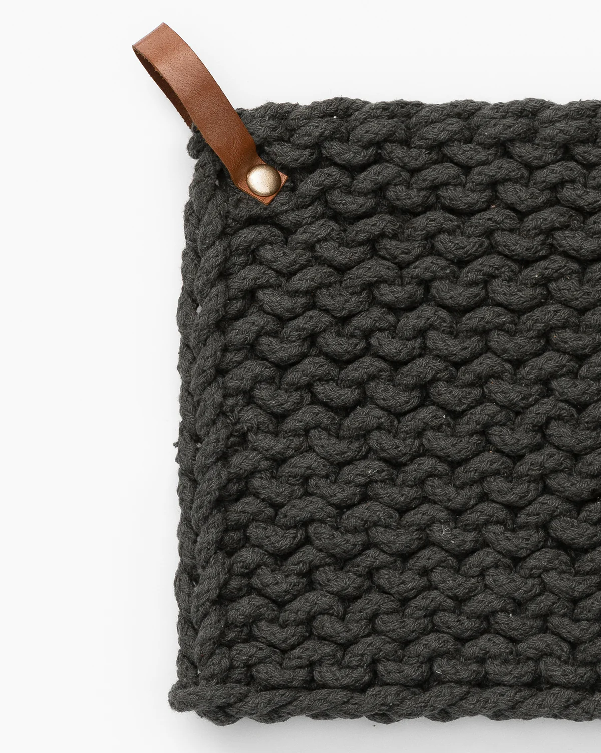 Leather Handled Crochet Pot Holder (Set of 3) - Image 4