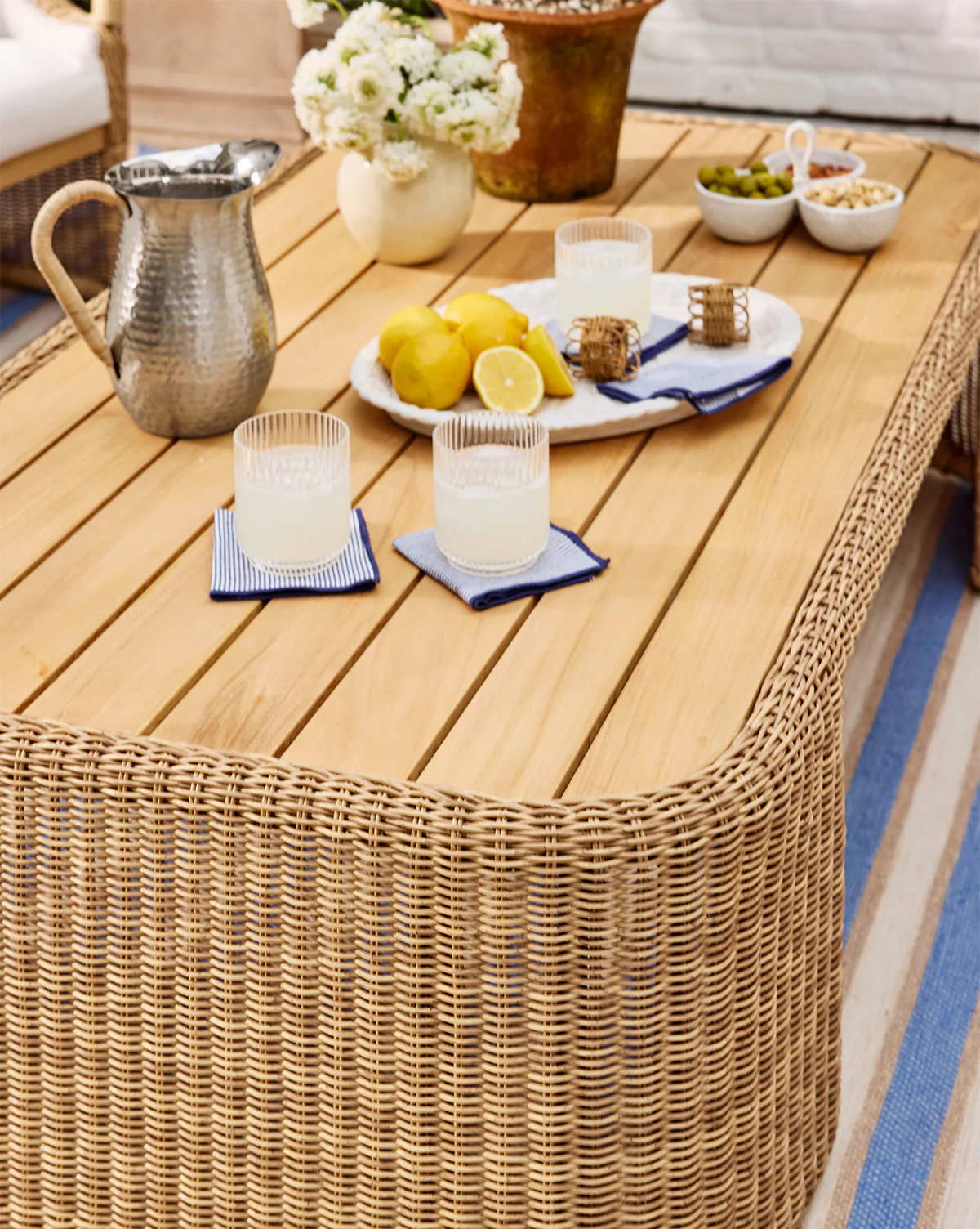 Navy Striped Cocktail Napkins (Set of 4) - Image 2
