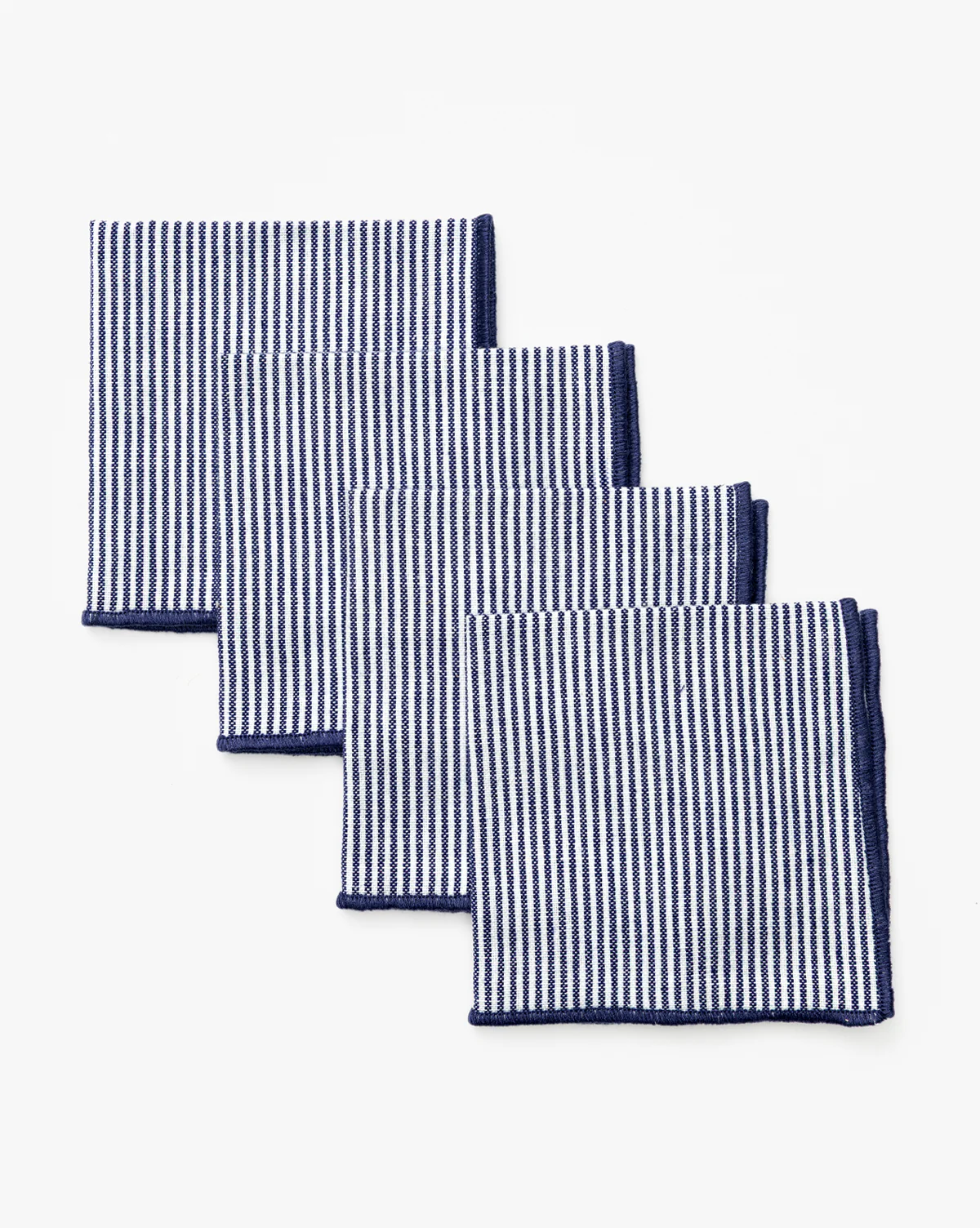 Navy Striped Cocktail Napkins (Set of 4) - Image 3