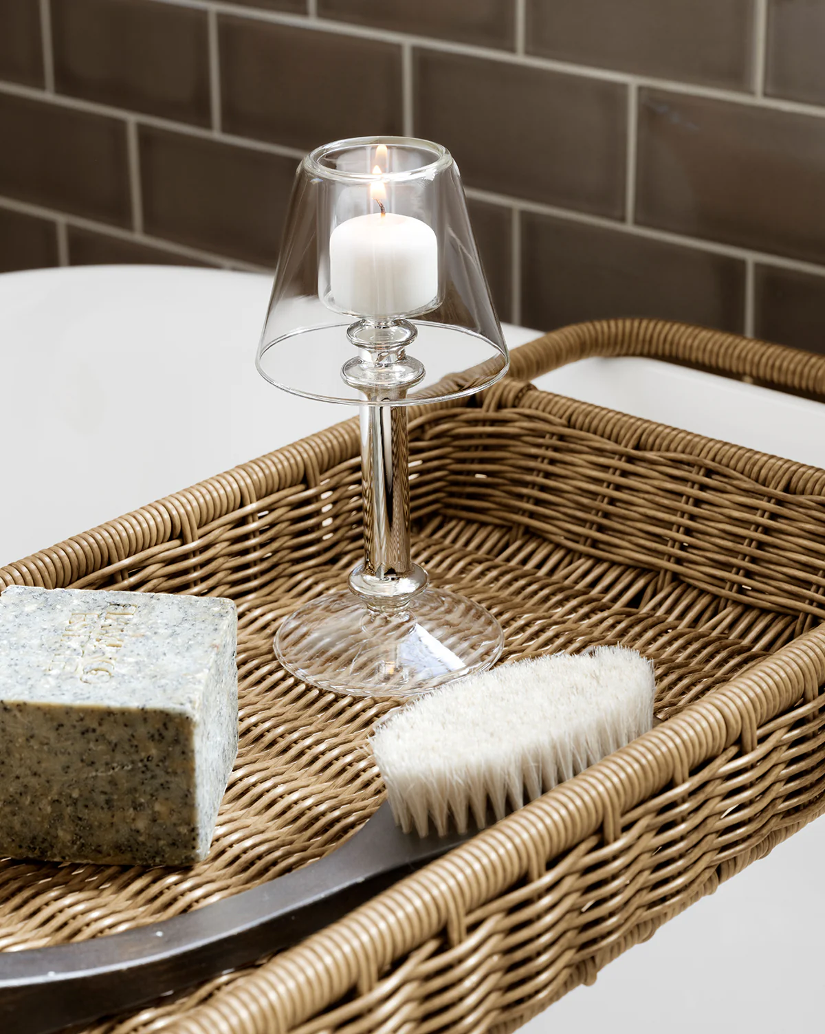 Neeva Glass & Silver Tealight Lamp