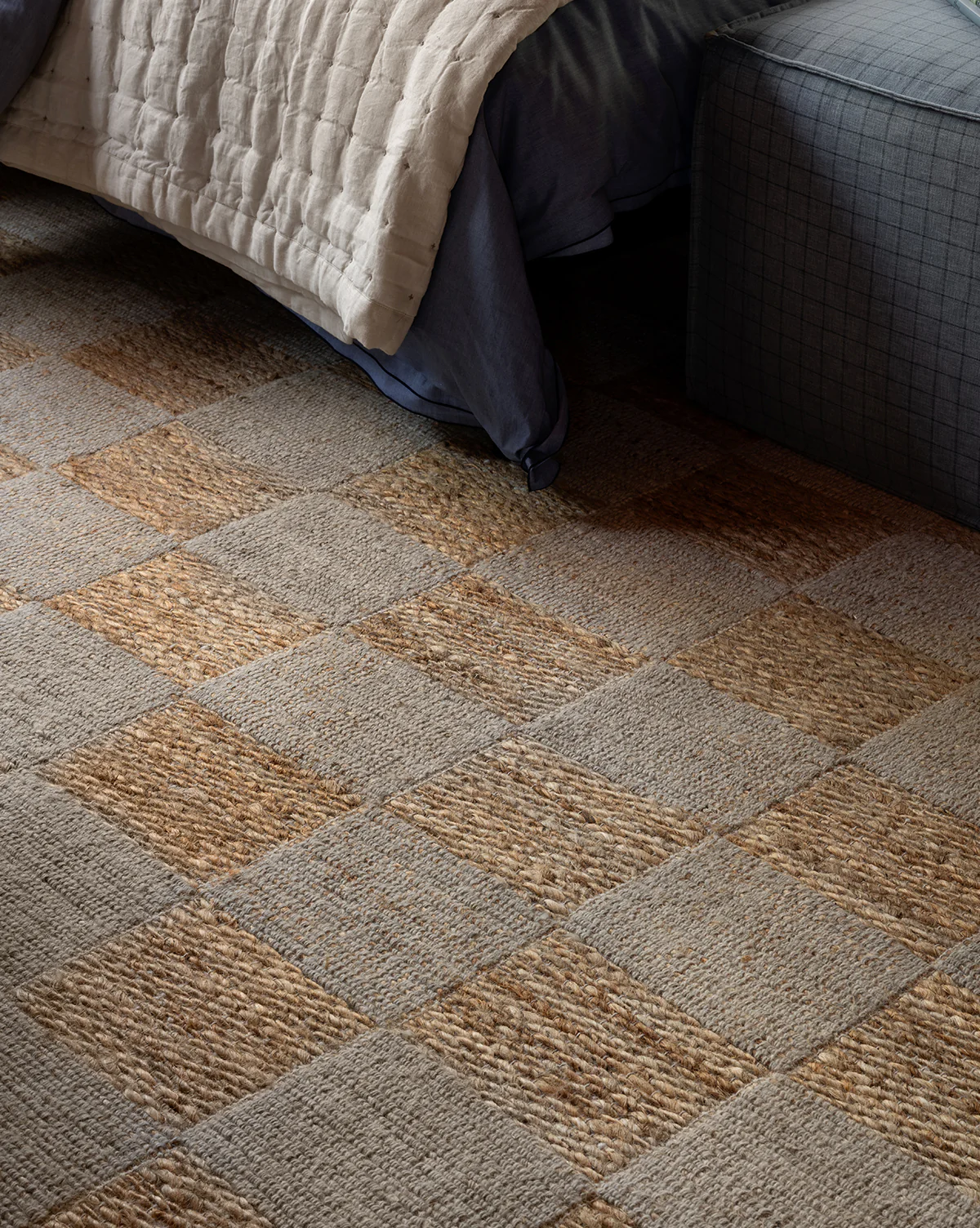 Wool & Jute Handwoven Checkered Rug - Image 2